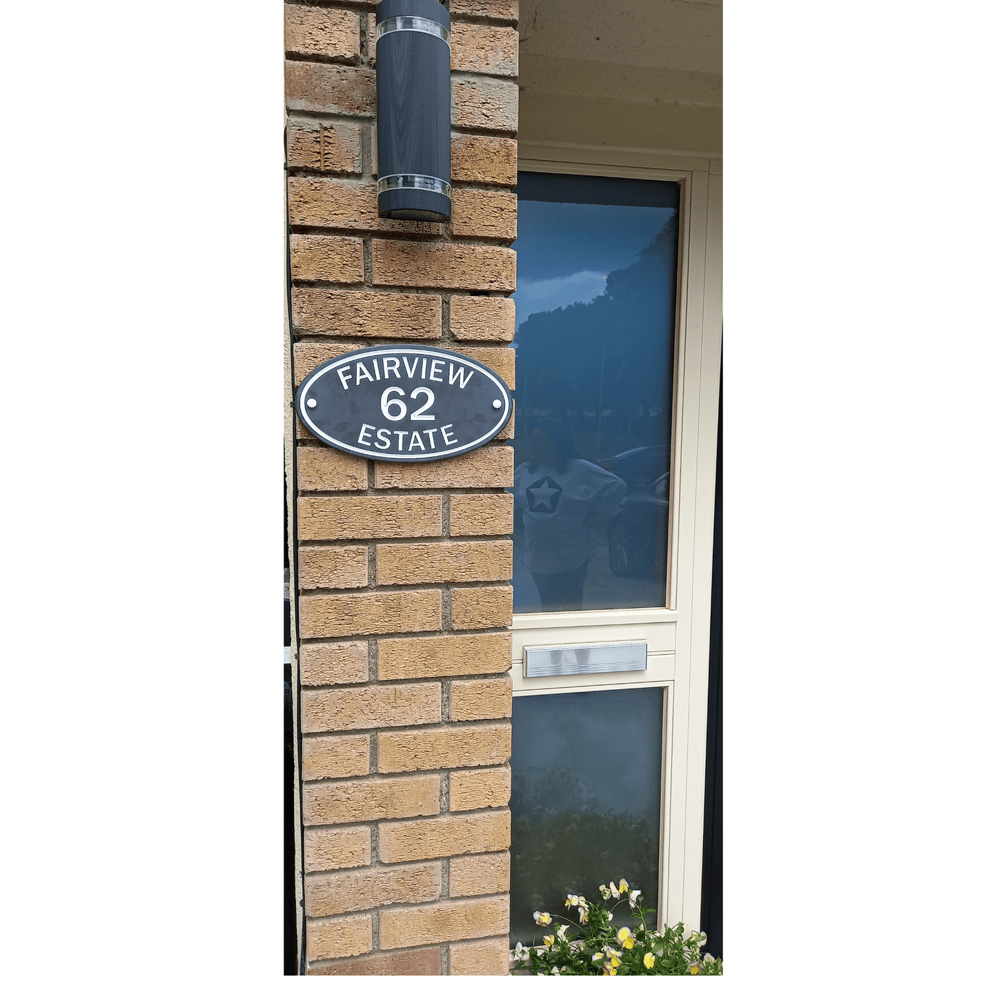 Grey Oval Corian Sign (315x170mm) - housenumbers.ie