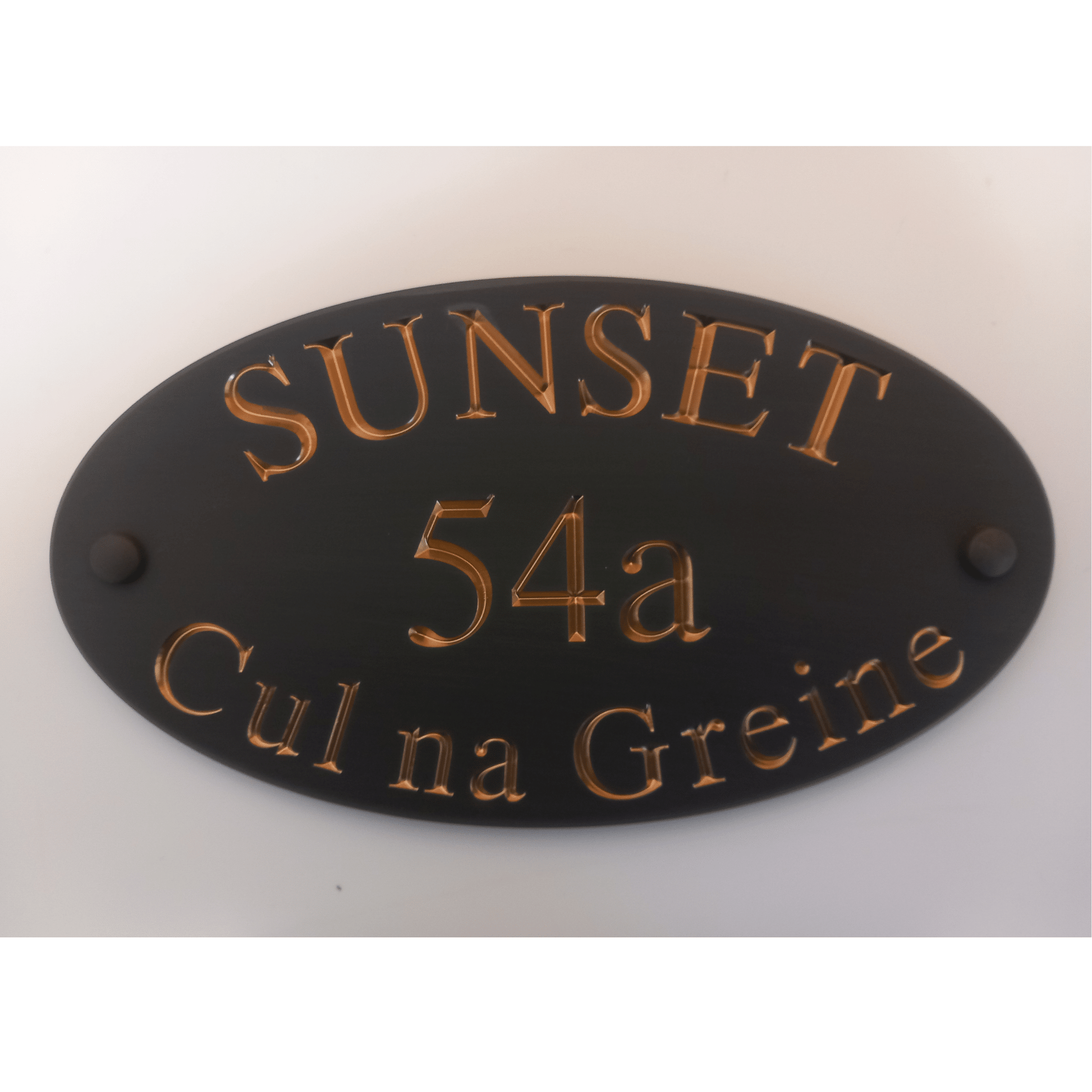 Grey Oval Corian Sign (315x170mm) - housenumbers.ie