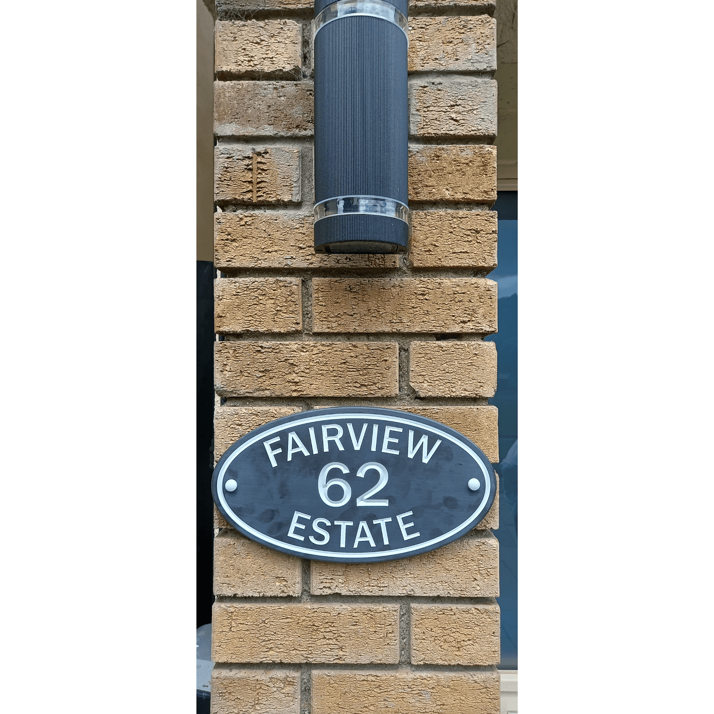 Grey Oval Corian Sign (315x170mm) - housenumbers.ie