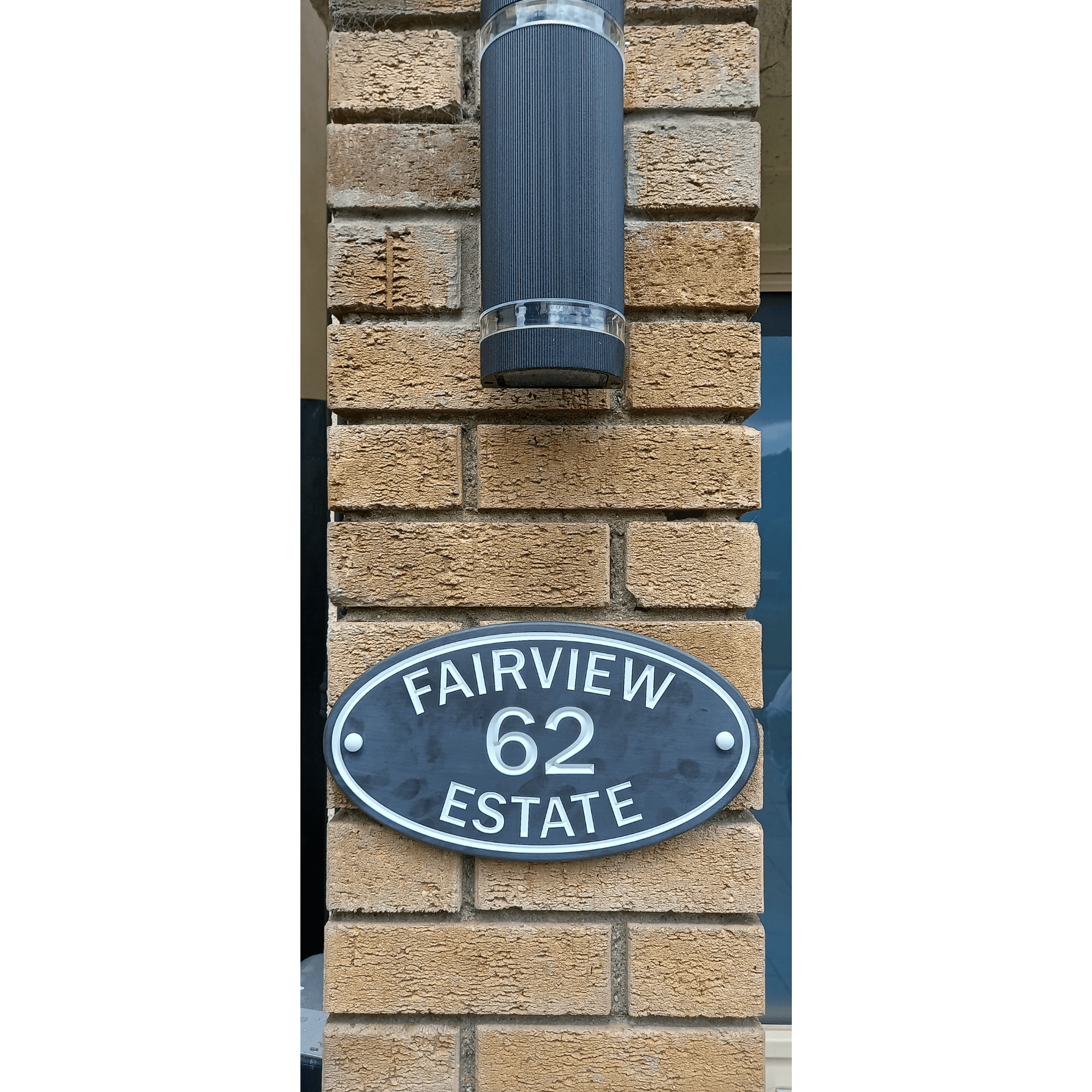 Grey Oval Corian Sign (315x170mm) - housenumbers.ie