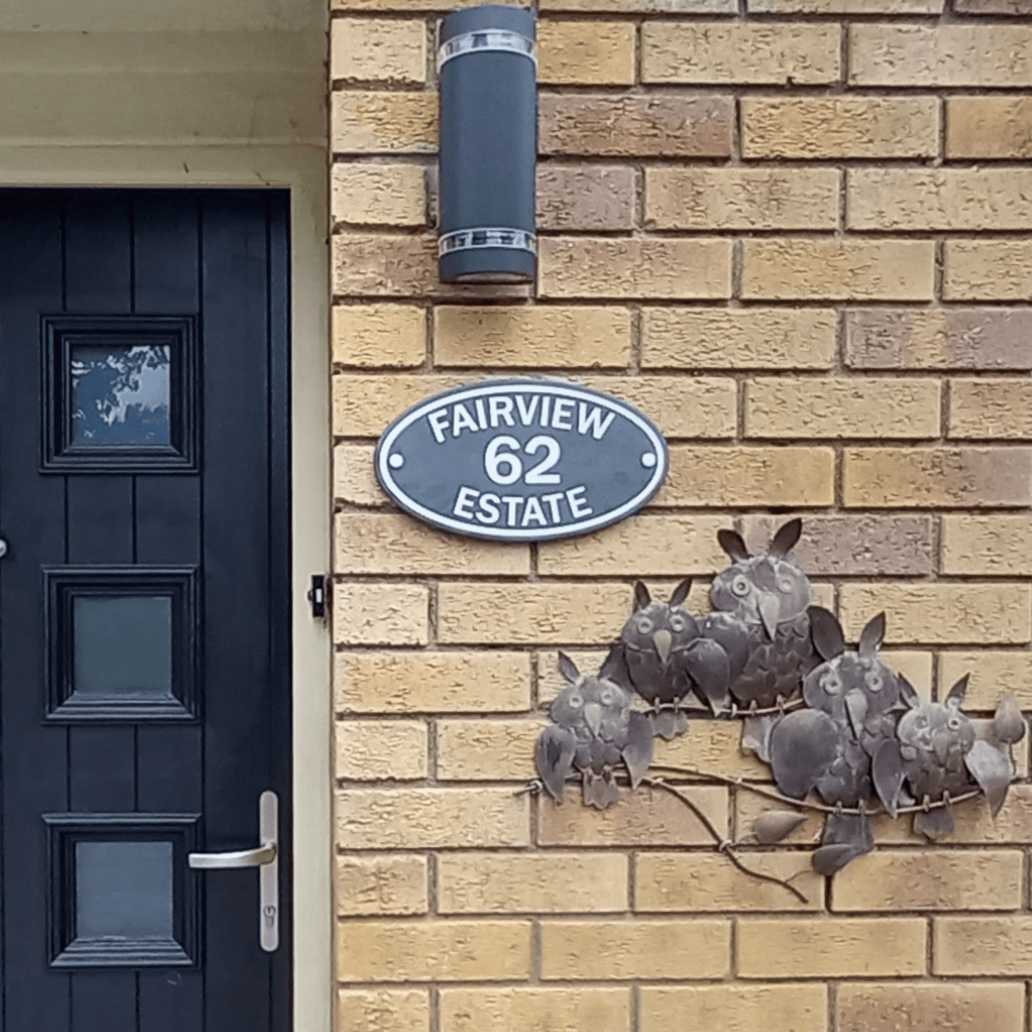 Grey Oval Corian Sign (315x170mm) - housenumbers.ie