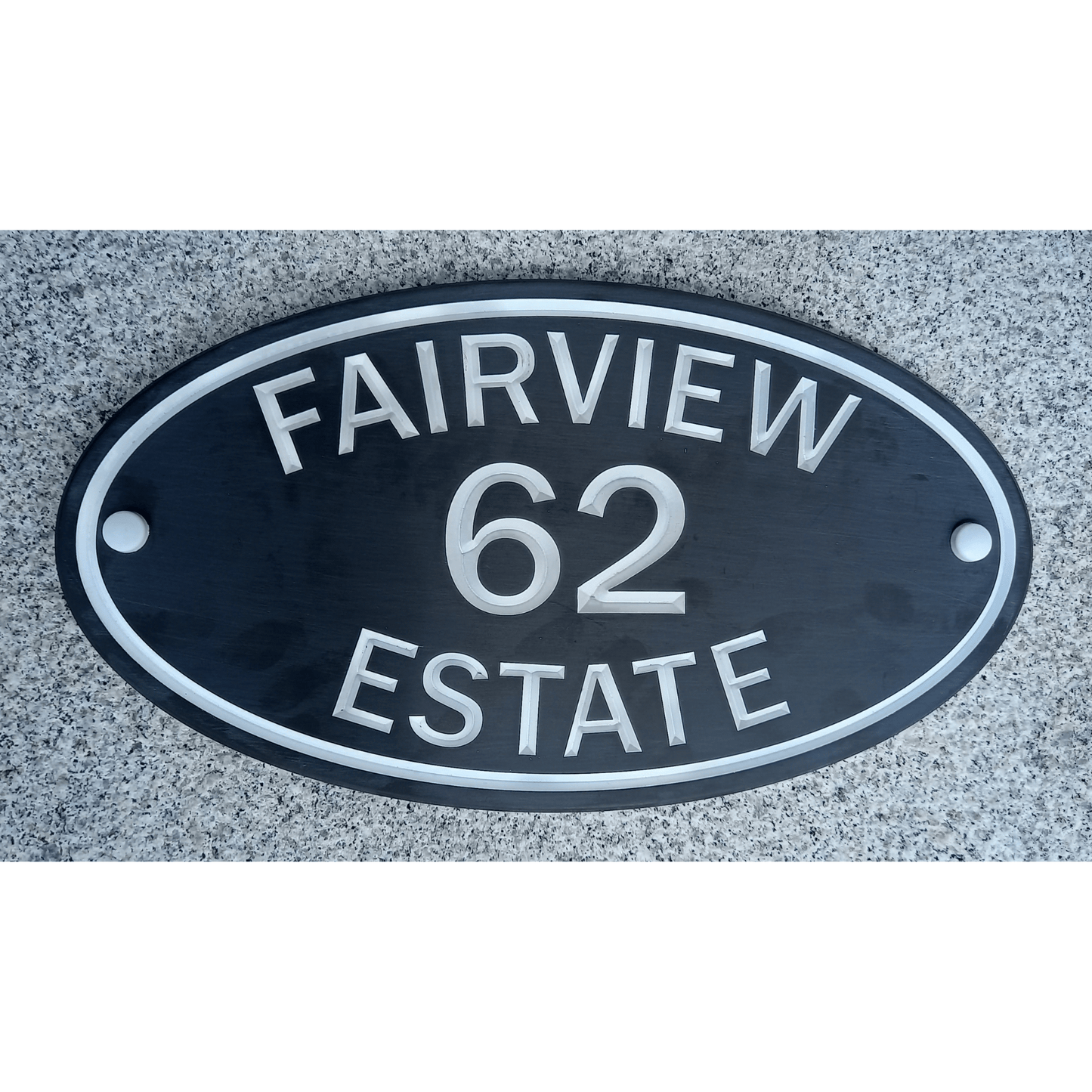 Grey Oval Corian Sign (315x170mm) - housenumbers.ie