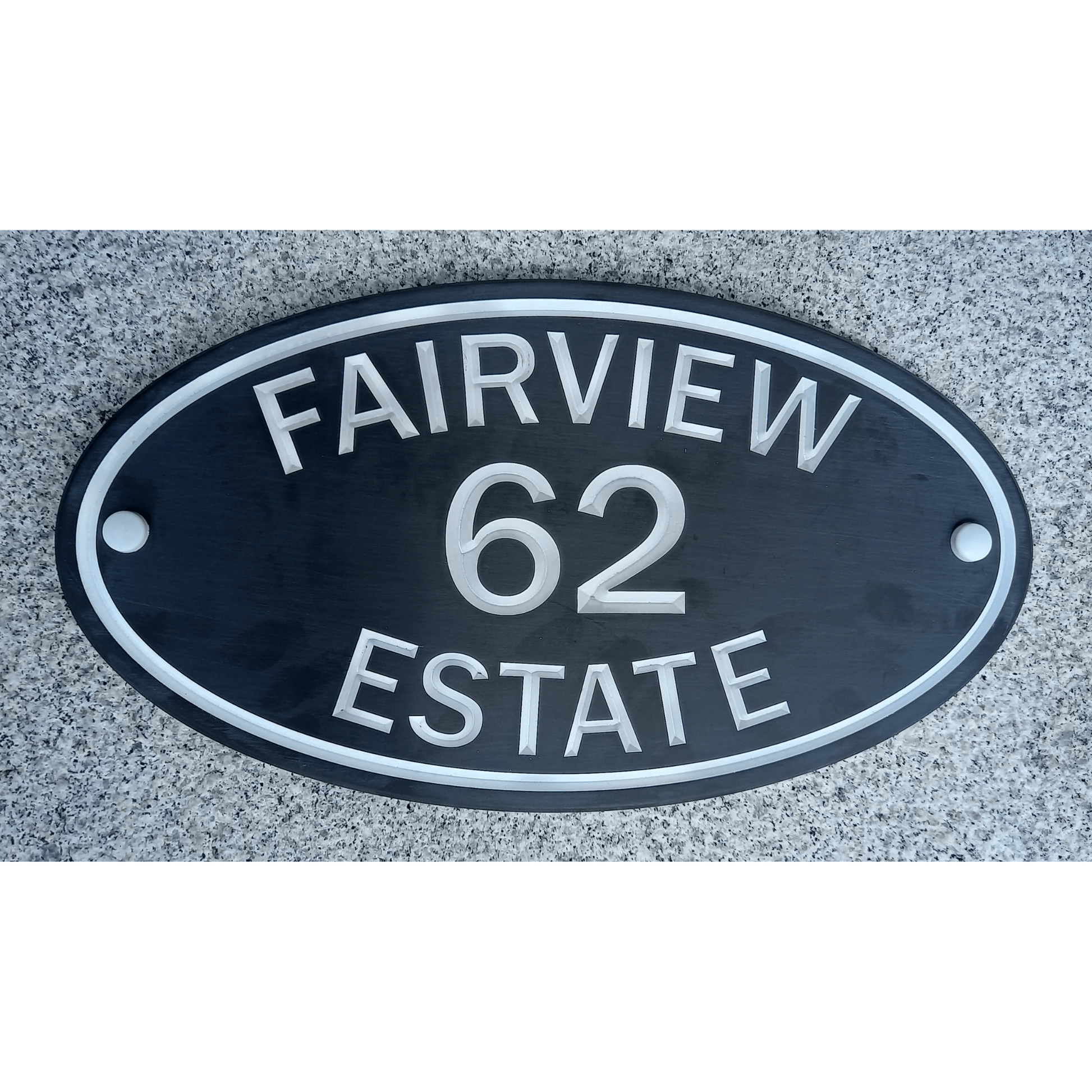 Grey Oval Corian Sign (315x170mm) - housenumbers.ie