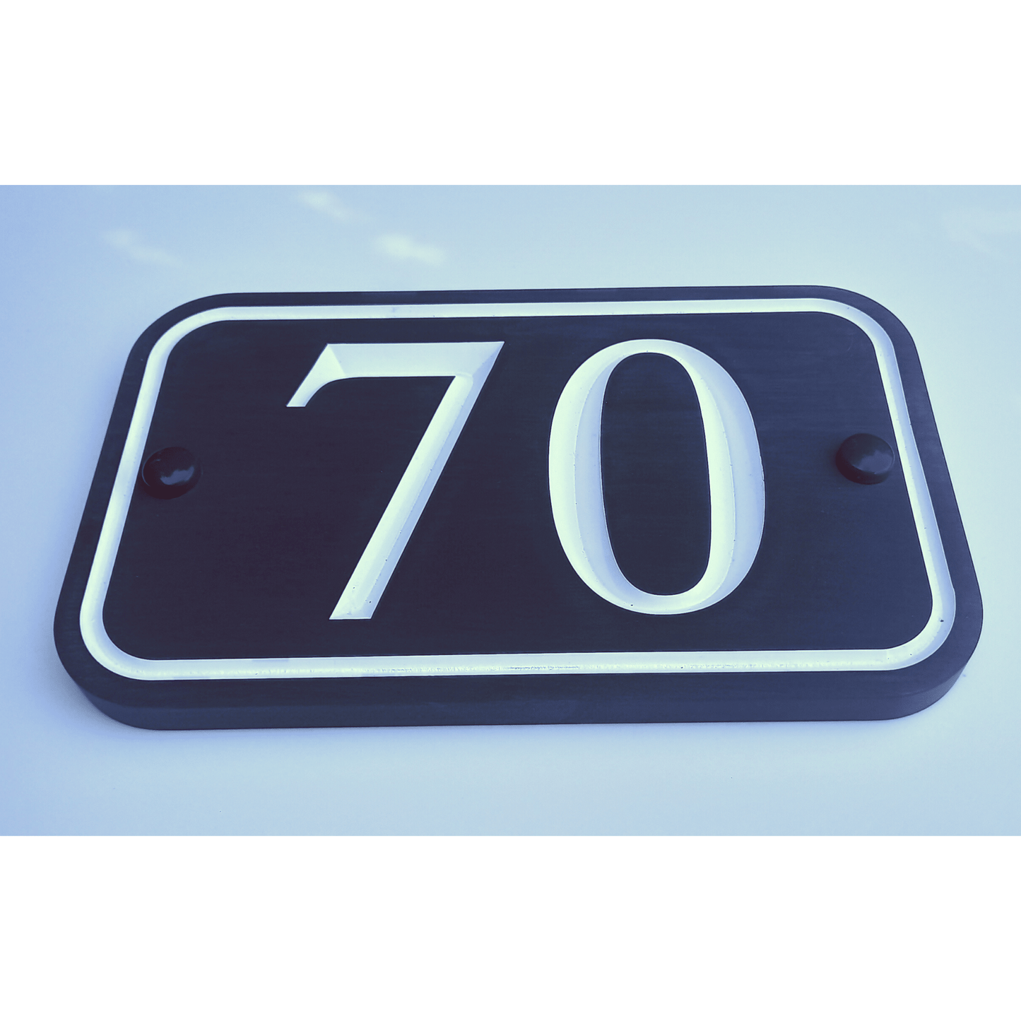 Grey Rectangle Corian Sign (200x120mm) with Curved Edge - housenumbers.ie