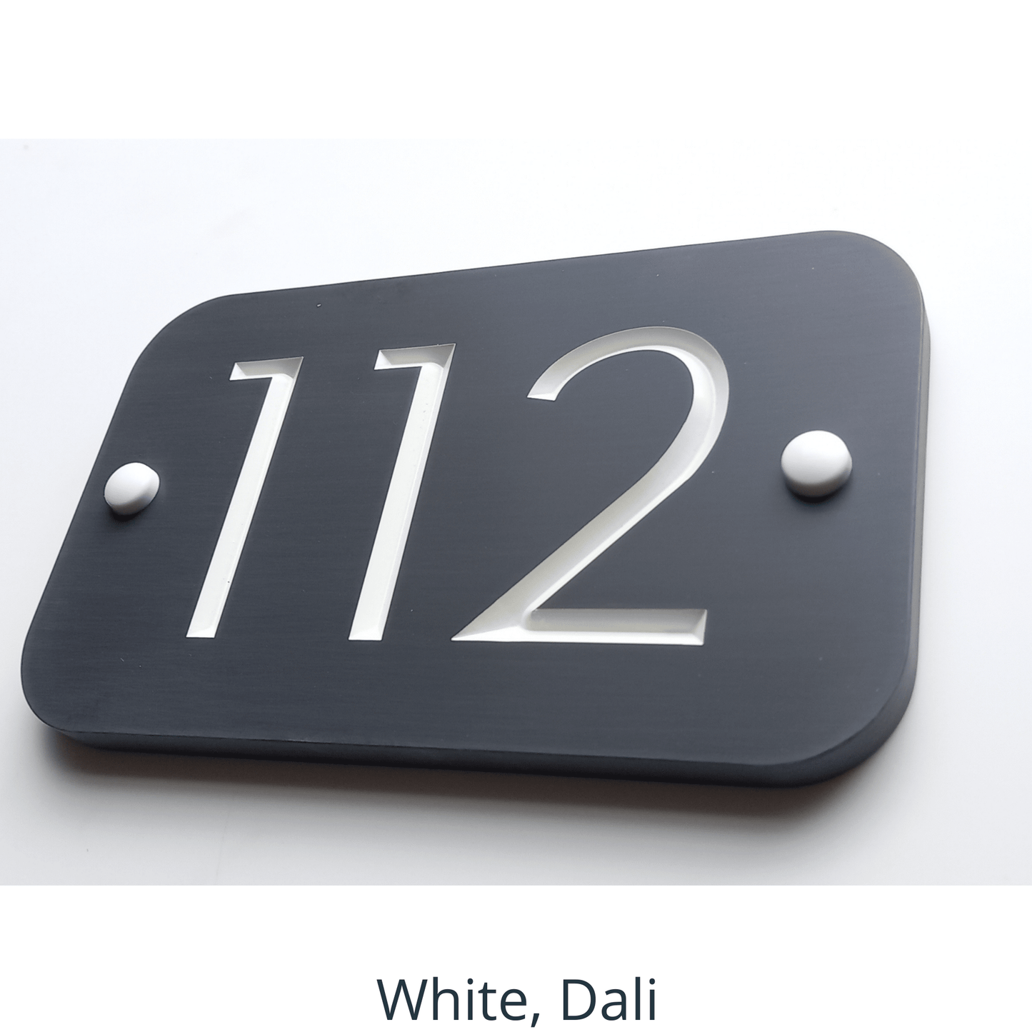 Grey Rectangle Corian Sign (200x120mm) with Curved Edge - housenumbers.ie
