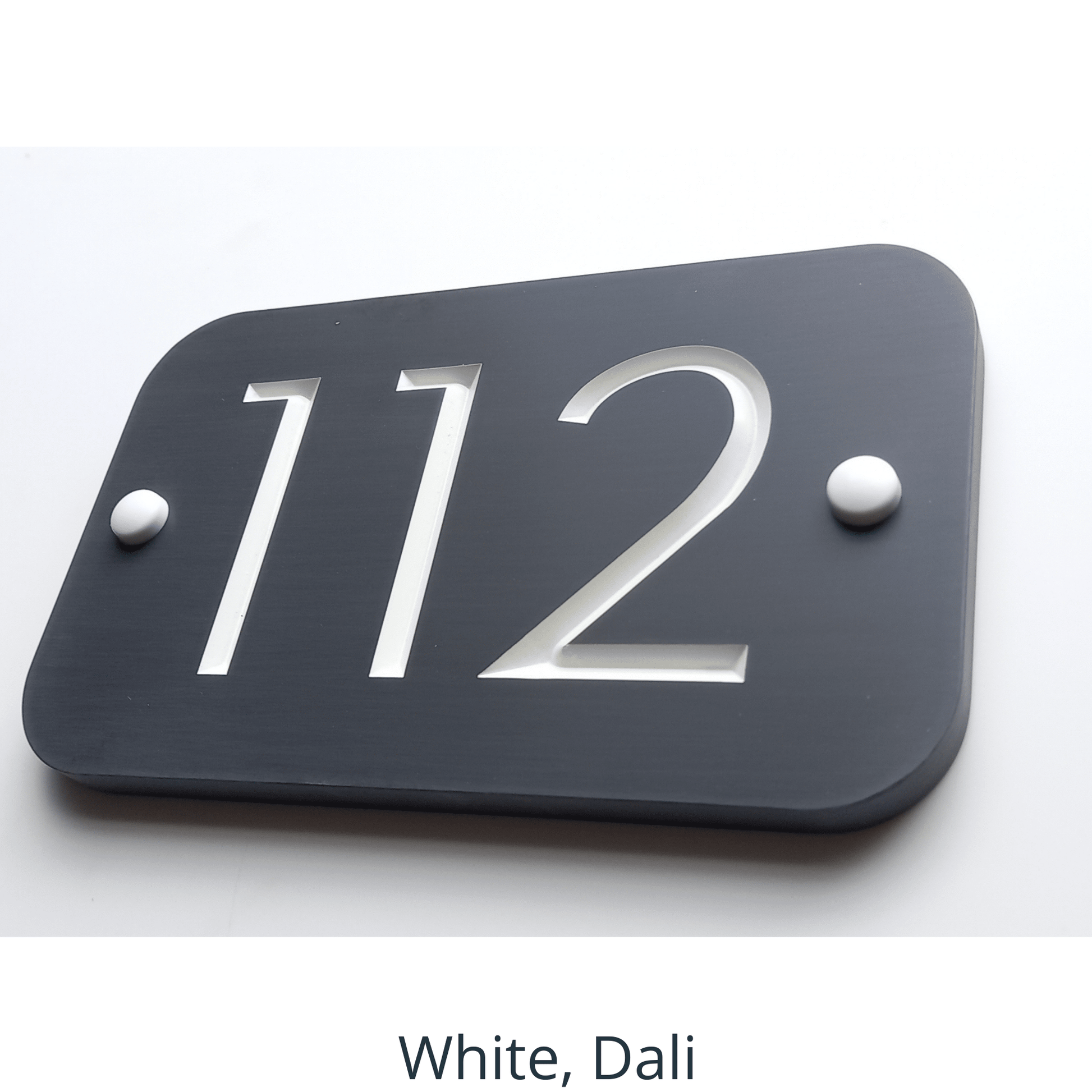 Grey Rectangle Corian Sign (200x120mm) with Curved Edge - housenumbers.ie