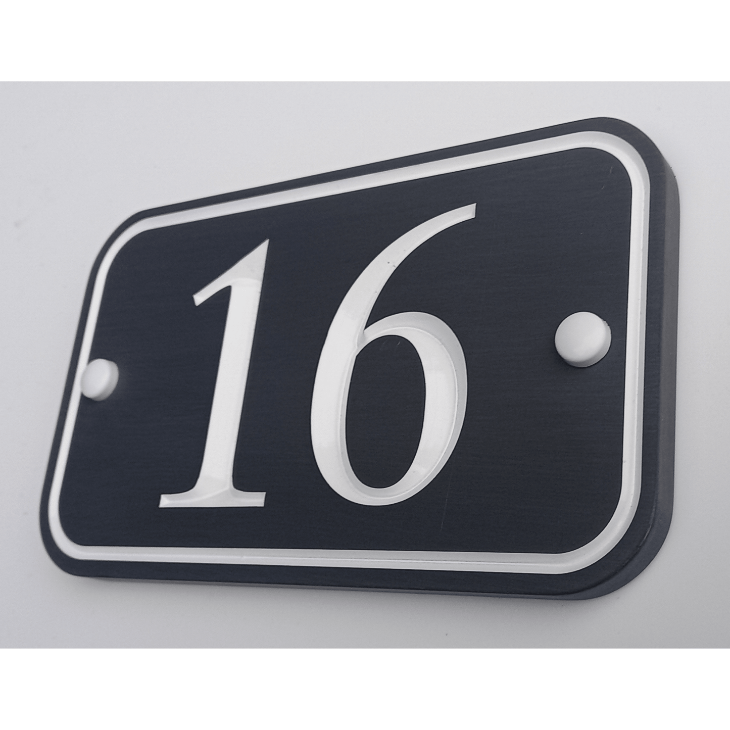 Grey Rectangle Corian Sign (200x120mm) with Curved Edge - housenumbers.ie