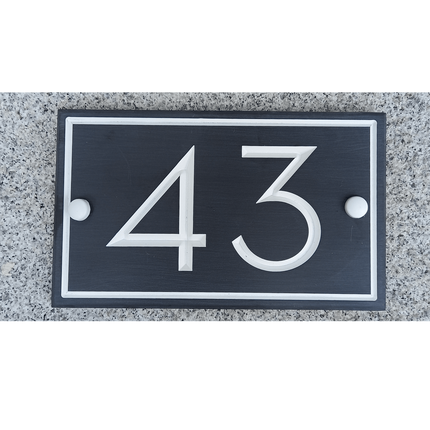 Grey Rectangle Corian Sign (200x120mm) with Straight Edge - housenumbers.ie