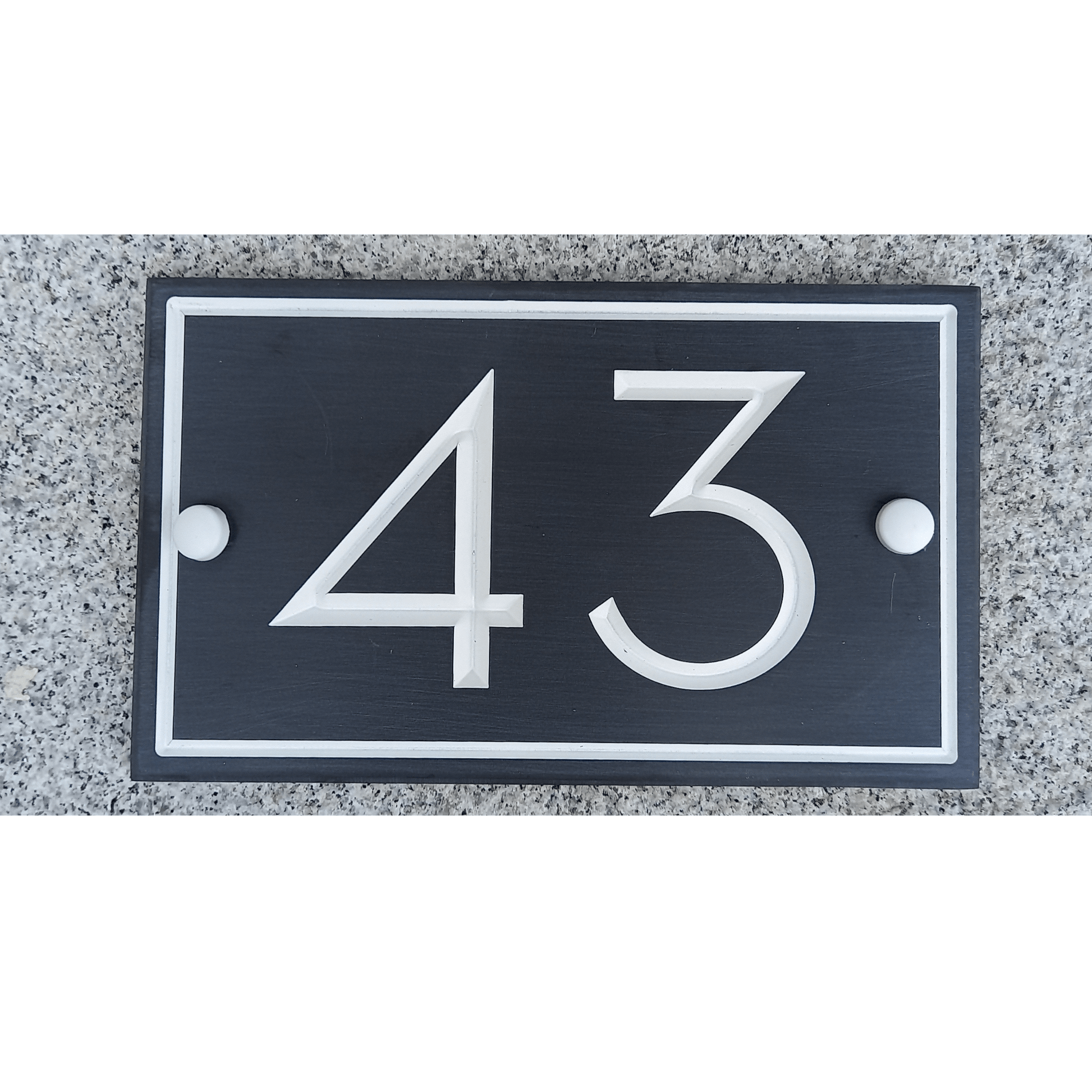 Grey Rectangle Corian Sign (200x120mm) with Straight Edge - housenumbers.ie