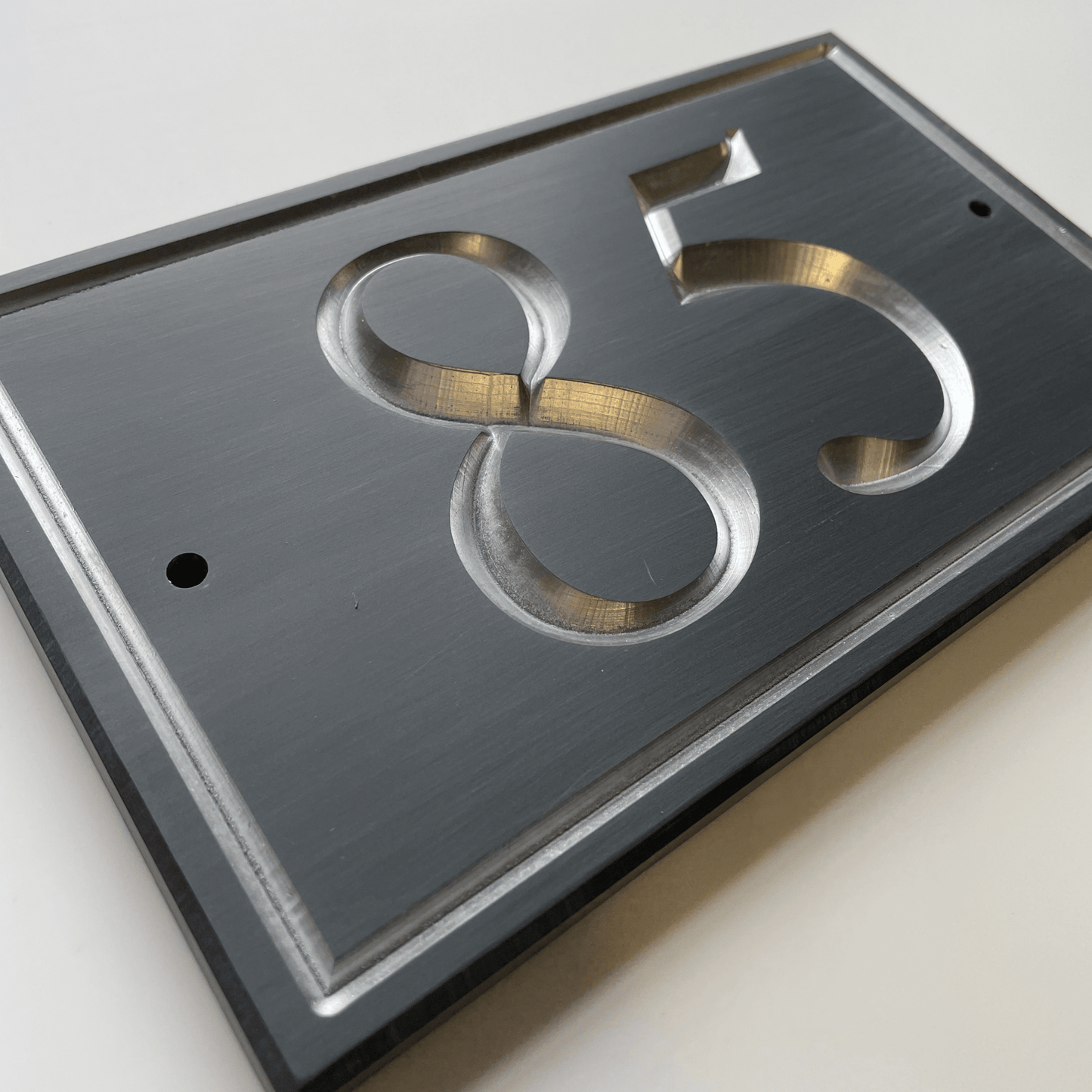 Grey Rectangle Corian Sign (200x120mm) with Straight Edge - housenumbers.ie