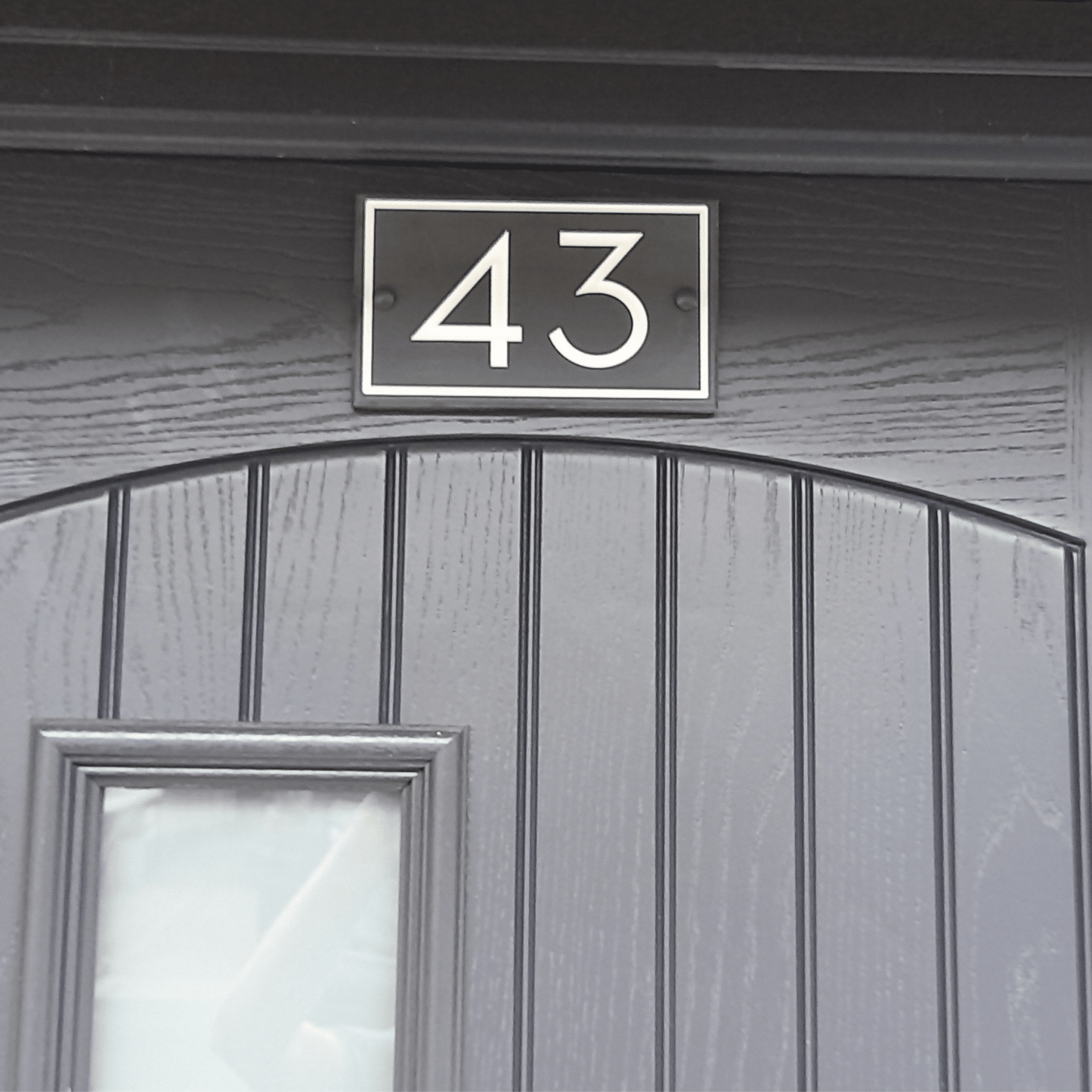 Grey Rectangle Corian Sign (200x120mm) with Straight Edge - housenumbers.ie