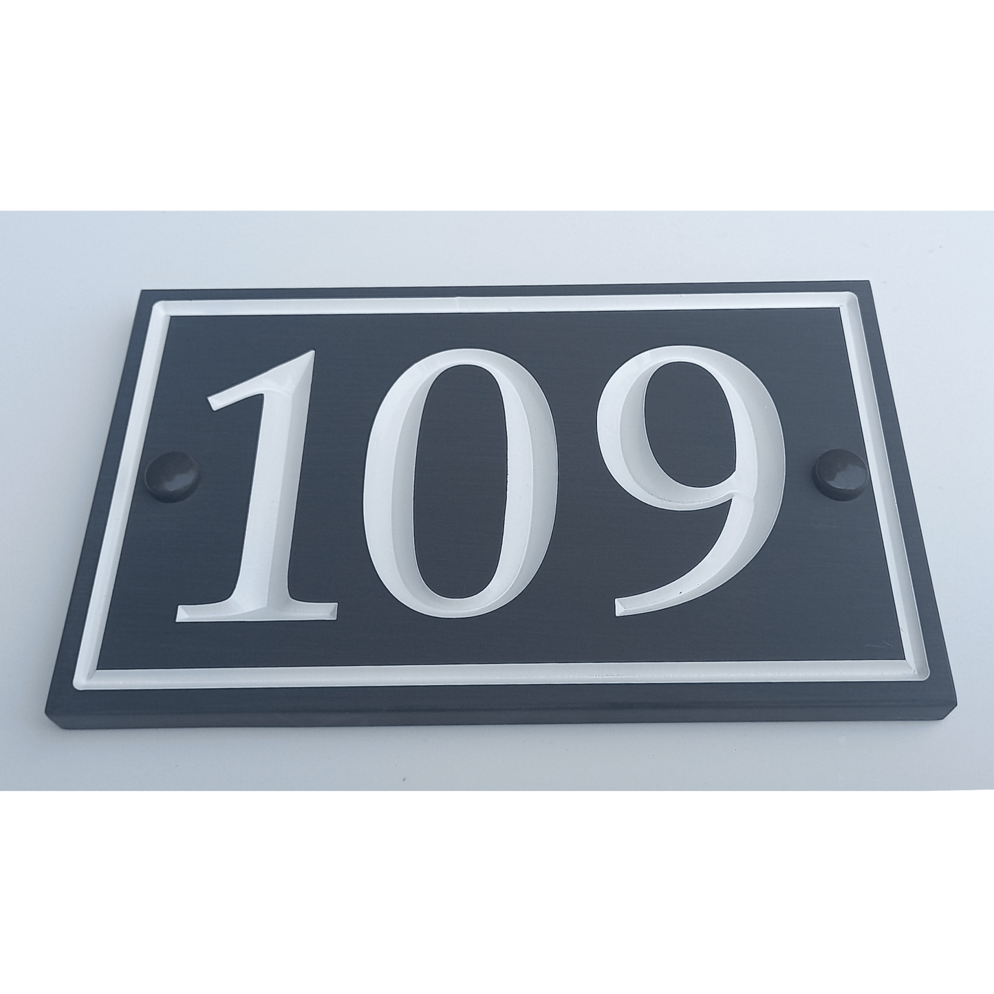 Grey Rectangle Corian Sign (200x120mm) with Straight Edge - housenumbers.ie