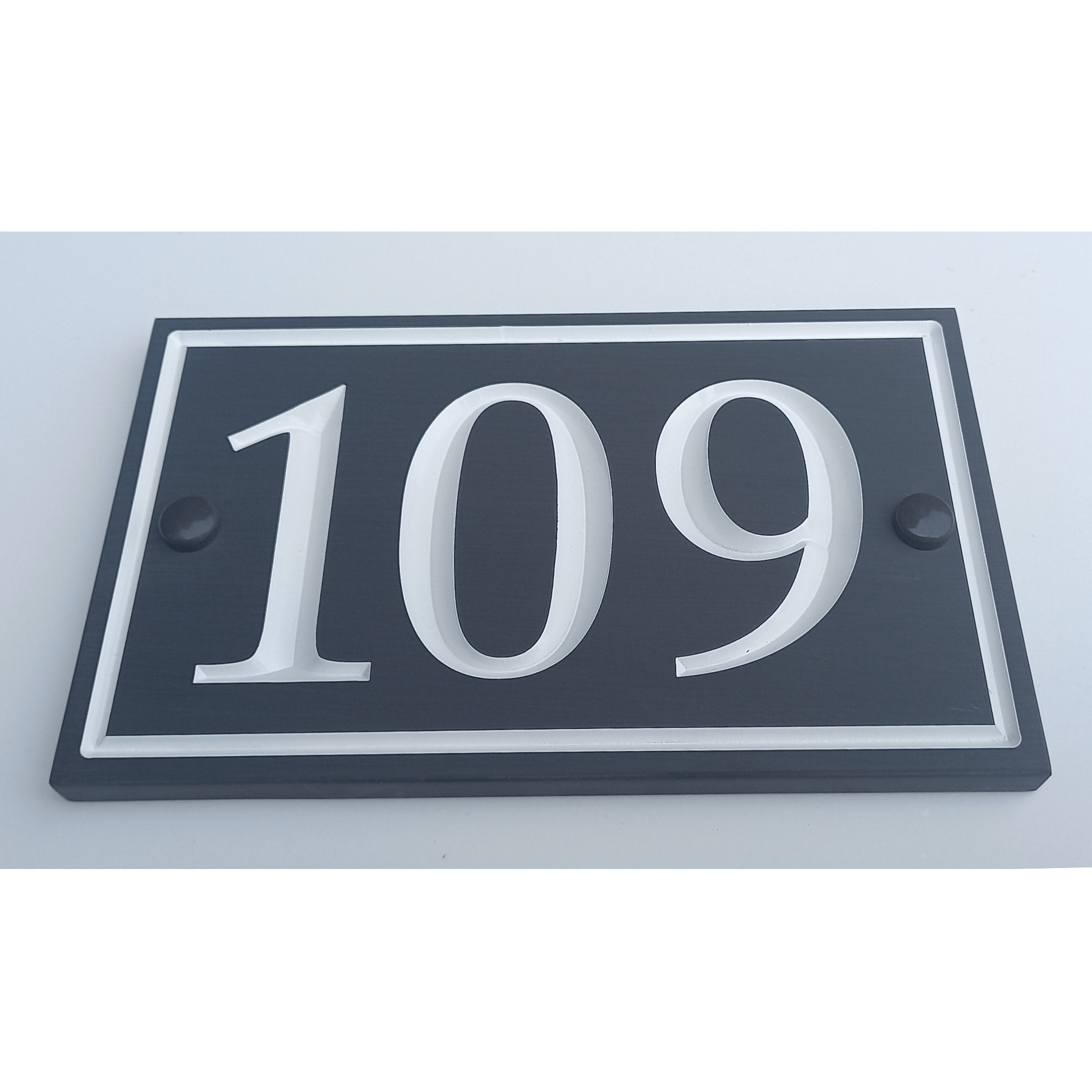 Grey Rectangle Corian Sign (200x120mm) with Straight Edge - housenumbers.ie