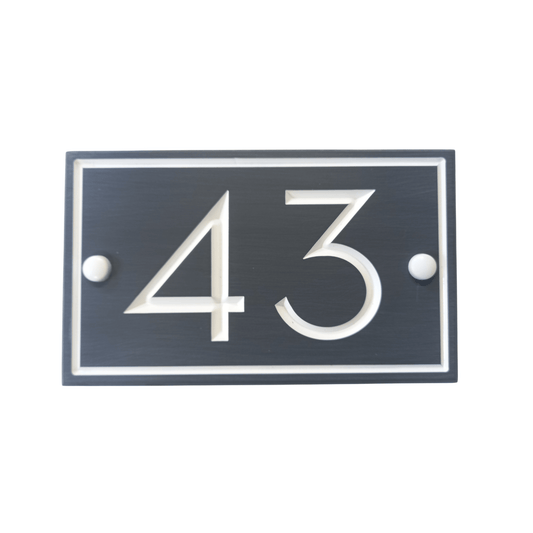 Grey Rectangle Corian Sign (200x120mm) with Straight Edge - housenumbers.ie