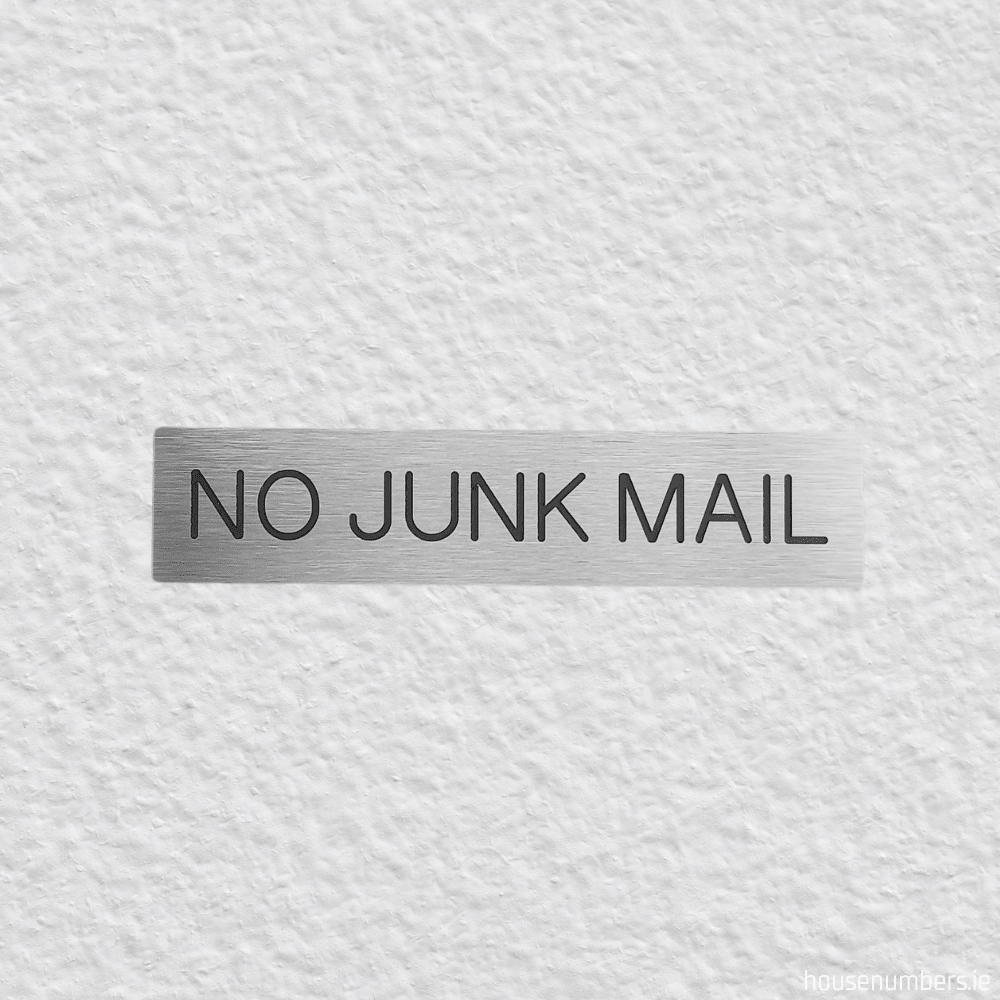 No Junk Mail - Brushed Silver Stick On Sign - housenumbers.ie