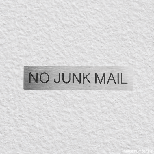 No Junk Mail - Brushed Silver Stick On Sign - housenumbers.ie