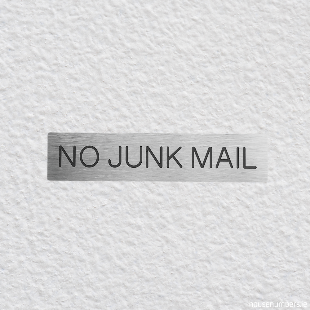 No Junk Mail - Brushed Silver Stick On Sign