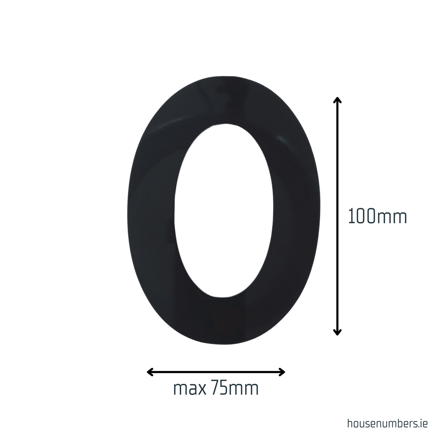 Stick On Number 0 - Black Gloss (100mm high) - housenumbers.ie
