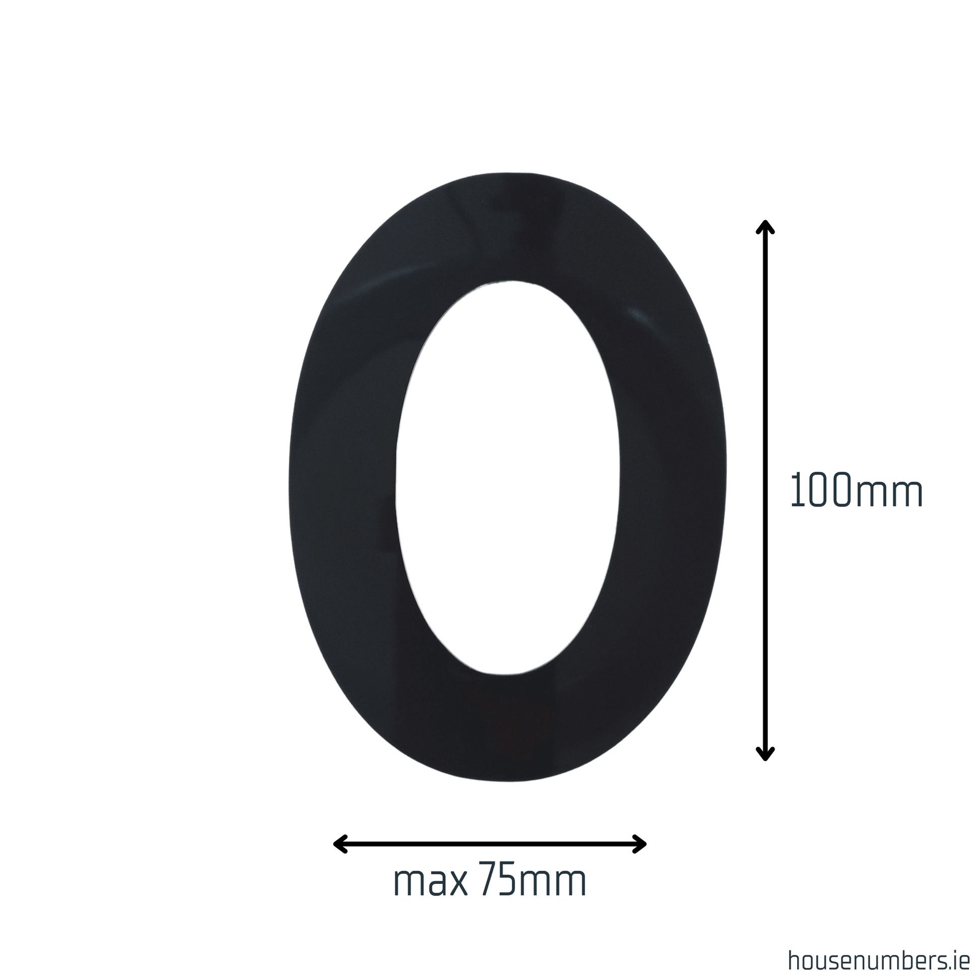 Stick On Number 0 - Black Gloss (100mm high) - housenumbers.ie