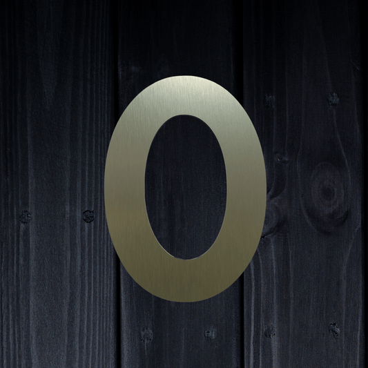 Stick On Number 0 - Brushed Gold (100mm high) - housenumbers.ie