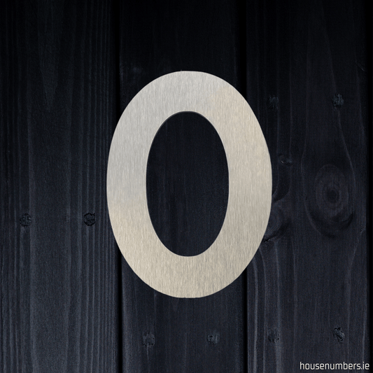 Stick On Number 0 - Brushed Silver (100mm high) - housenumbers.ie