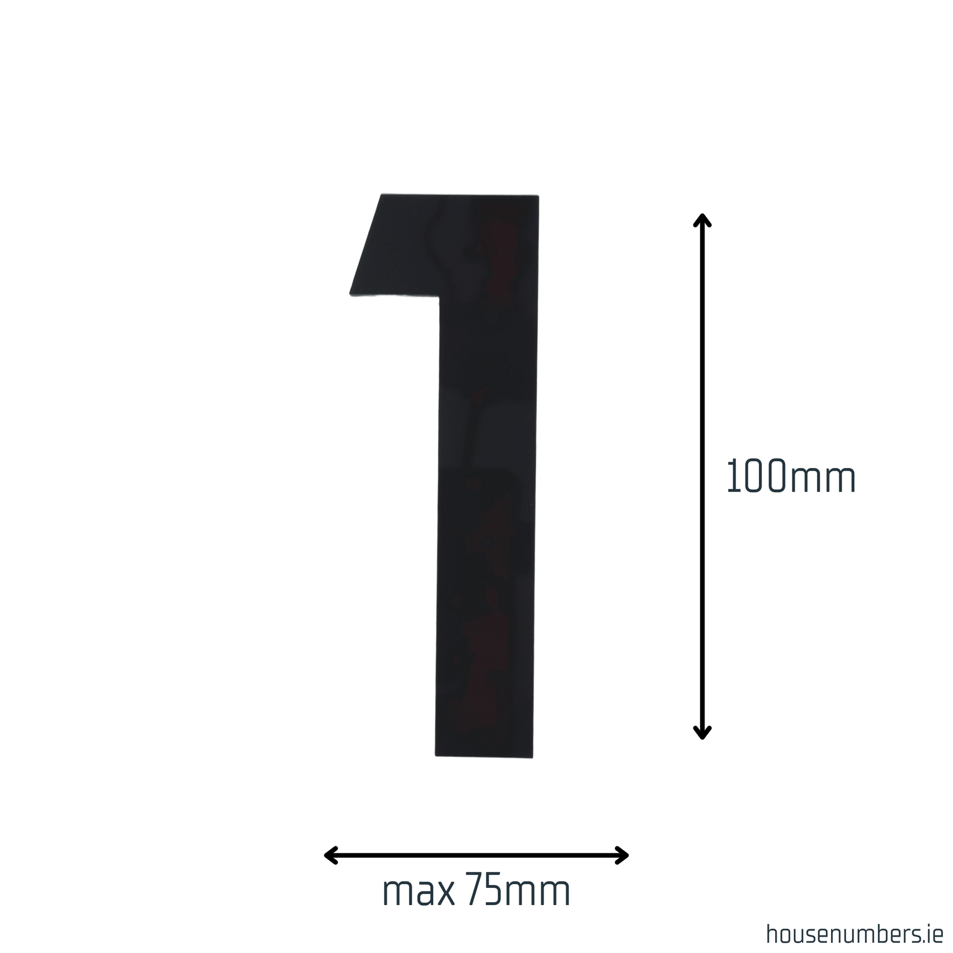 Stick On Number 1 - Black Gloss (100mm high) - housenumbers.ie
