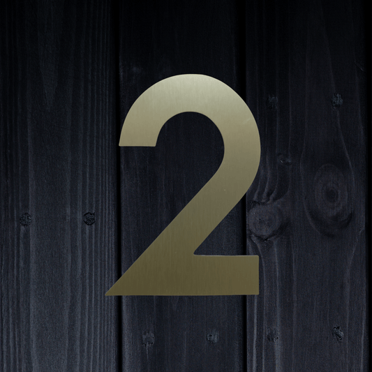 Stick On Number 2 - Brushed Gold (100mm high) - housenumbers.ie