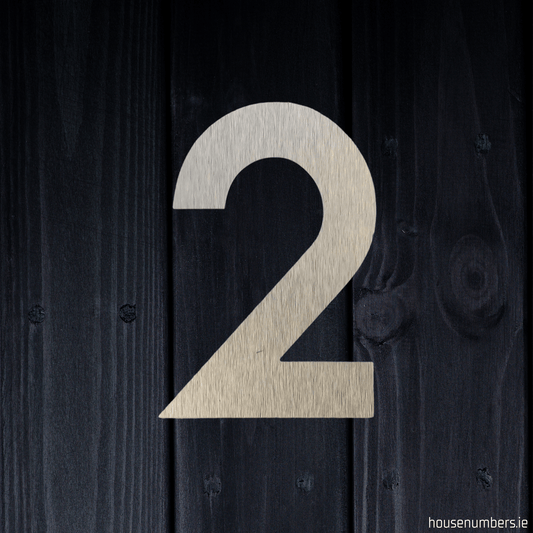 Stick On Number 2 - Brushed Silver (100mm high) - housenumbers.ie