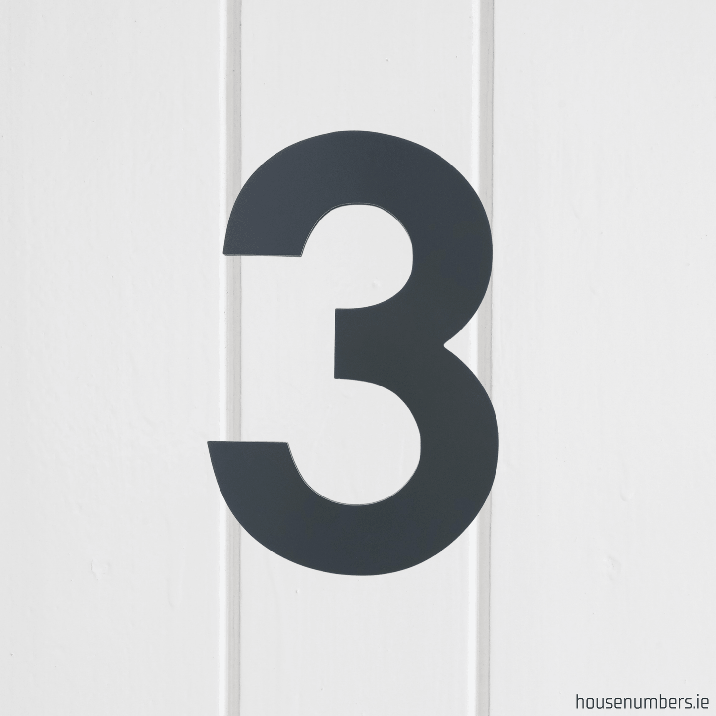 Stick On Number 3 - Dark Matt Grey (100mm high) - housenumbers.ie