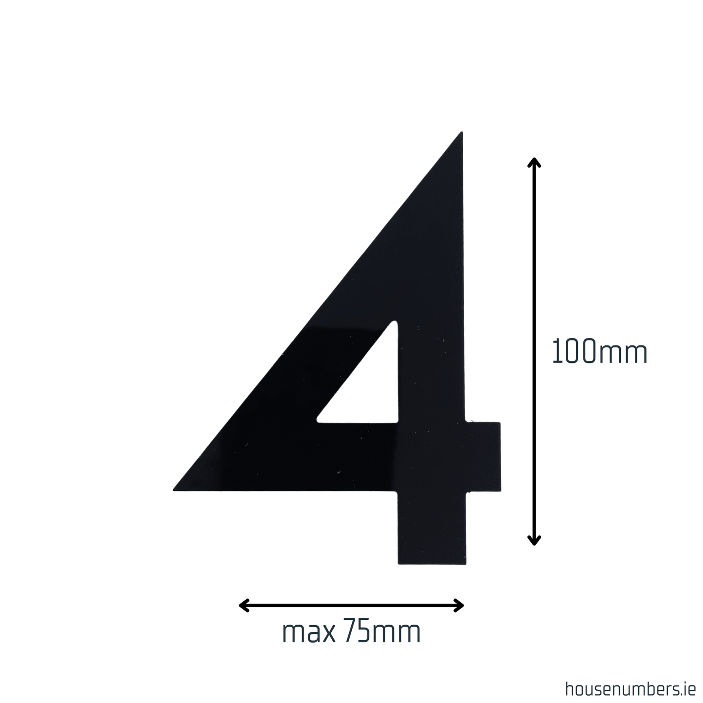 Stick On Number 4 - Black Gloss (100mm high) - housenumbers.ie