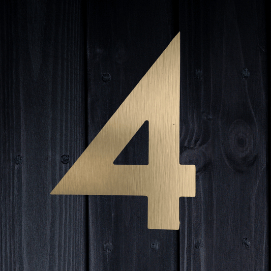 Stick On Number 4 - Brushed Gold (100mm high) - housenumbers.ie