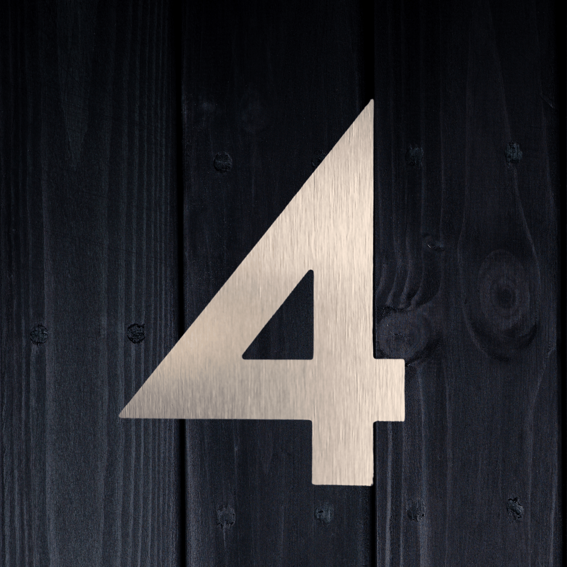 Stick On Number 4 - Brushed Silver (100mm high) - housenumbers.ie