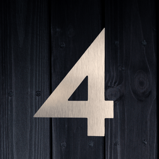 Stick On Number 4 - Brushed Silver (100mm high) - housenumbers.ie