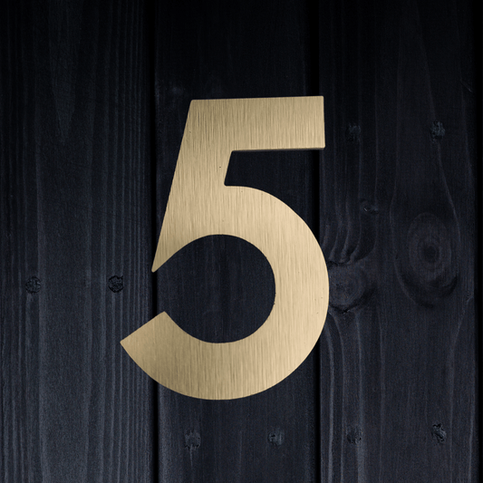 Stick On Number 5 - Brushed Gold (100mm high) - housenumbers.ie