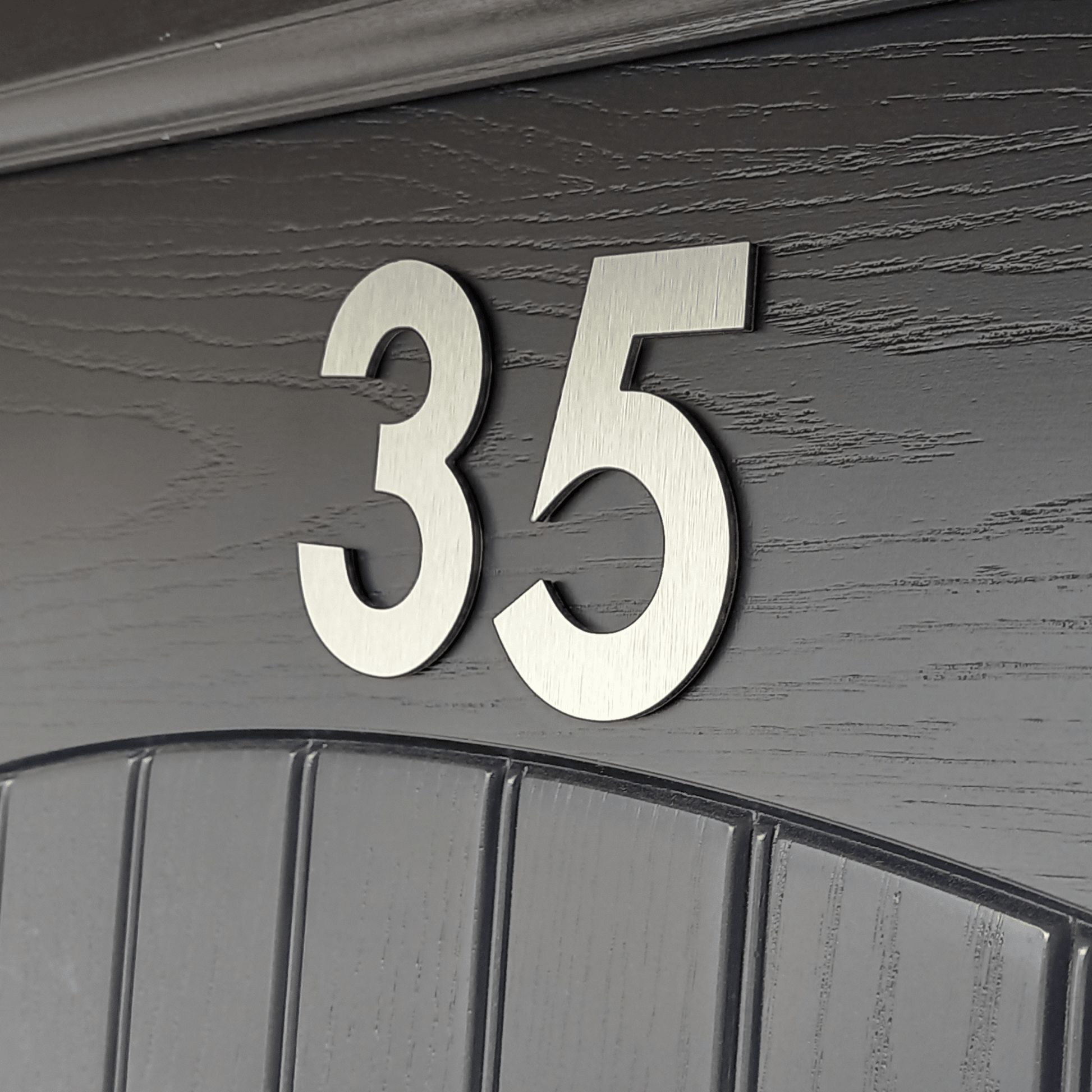 Stick On Number 5 - Brushed Silver (100mm high) - housenumbers.ie