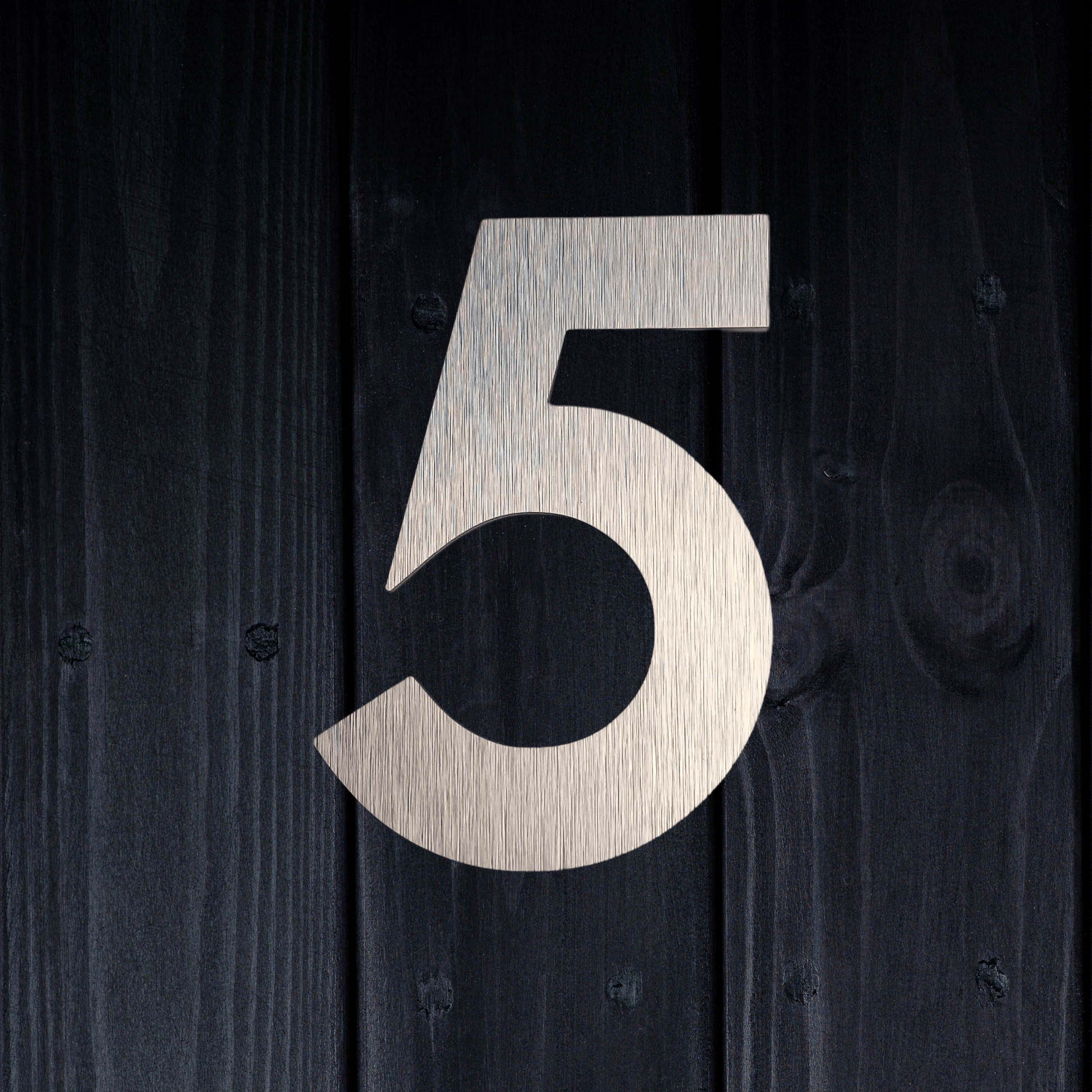 Stick On Number 5 - Brushed Silver (100mm high) - housenumbers.ie