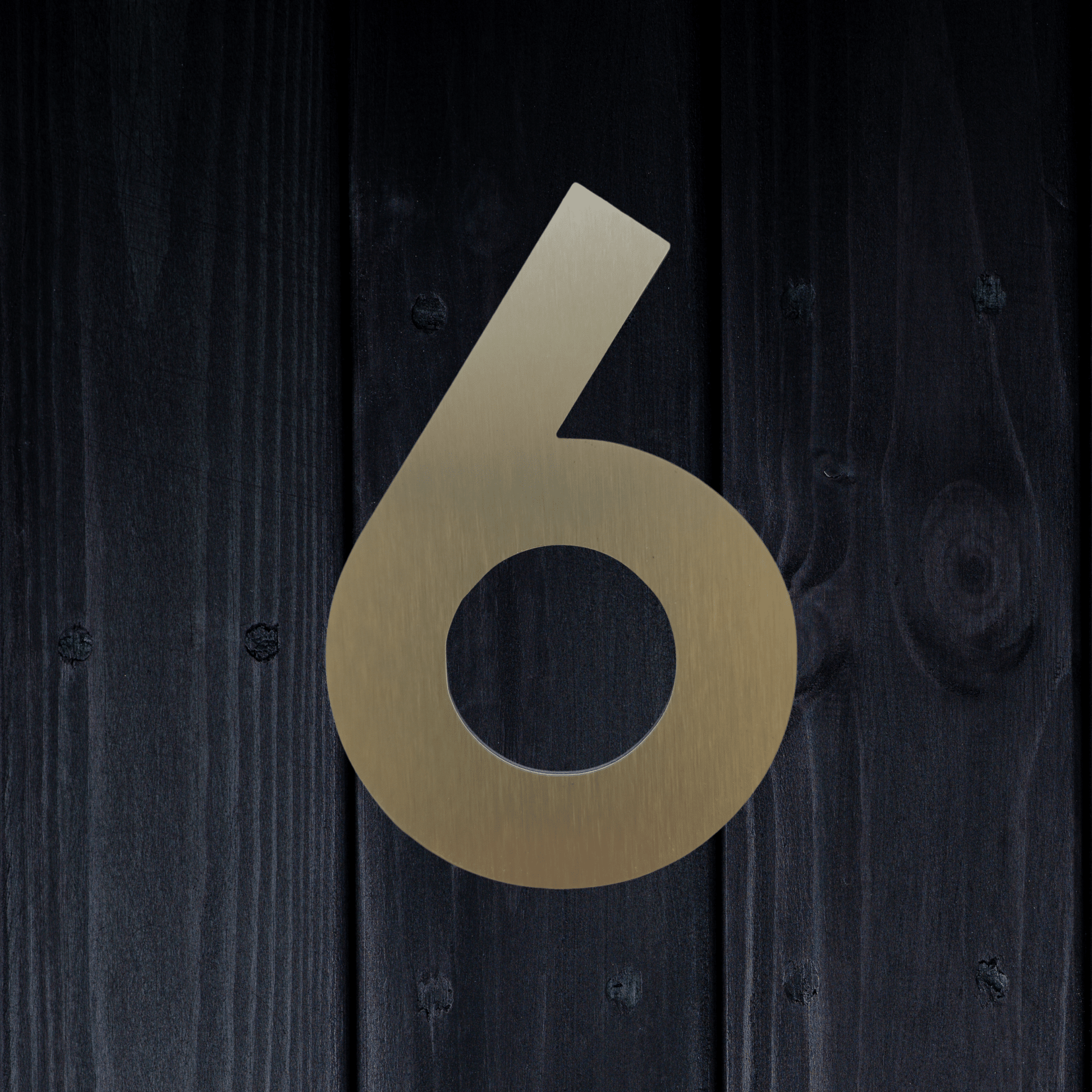 Stick On Number 6 - Brushed Gold (100mm high) - housenumbers.ie
