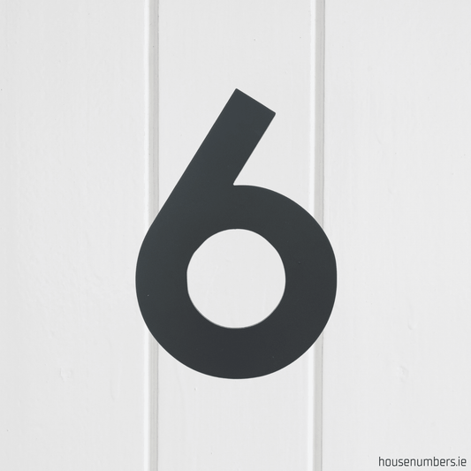 Stick On Number 6 - Dark Matt Grey (100mm high) - housenumbers.ie
