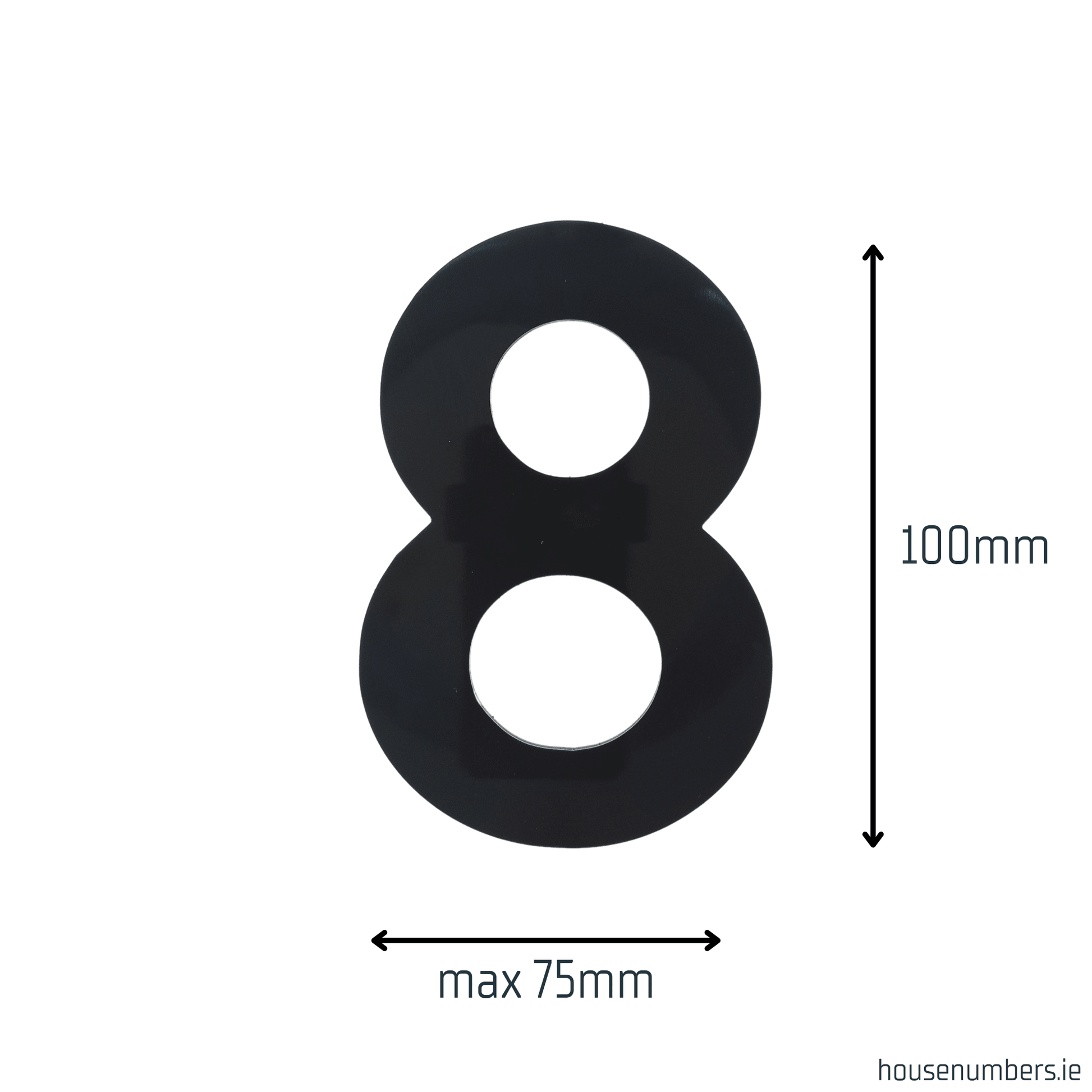 Stick On Number 8 - Black Gloss (100mm high) - housenumbers.ie