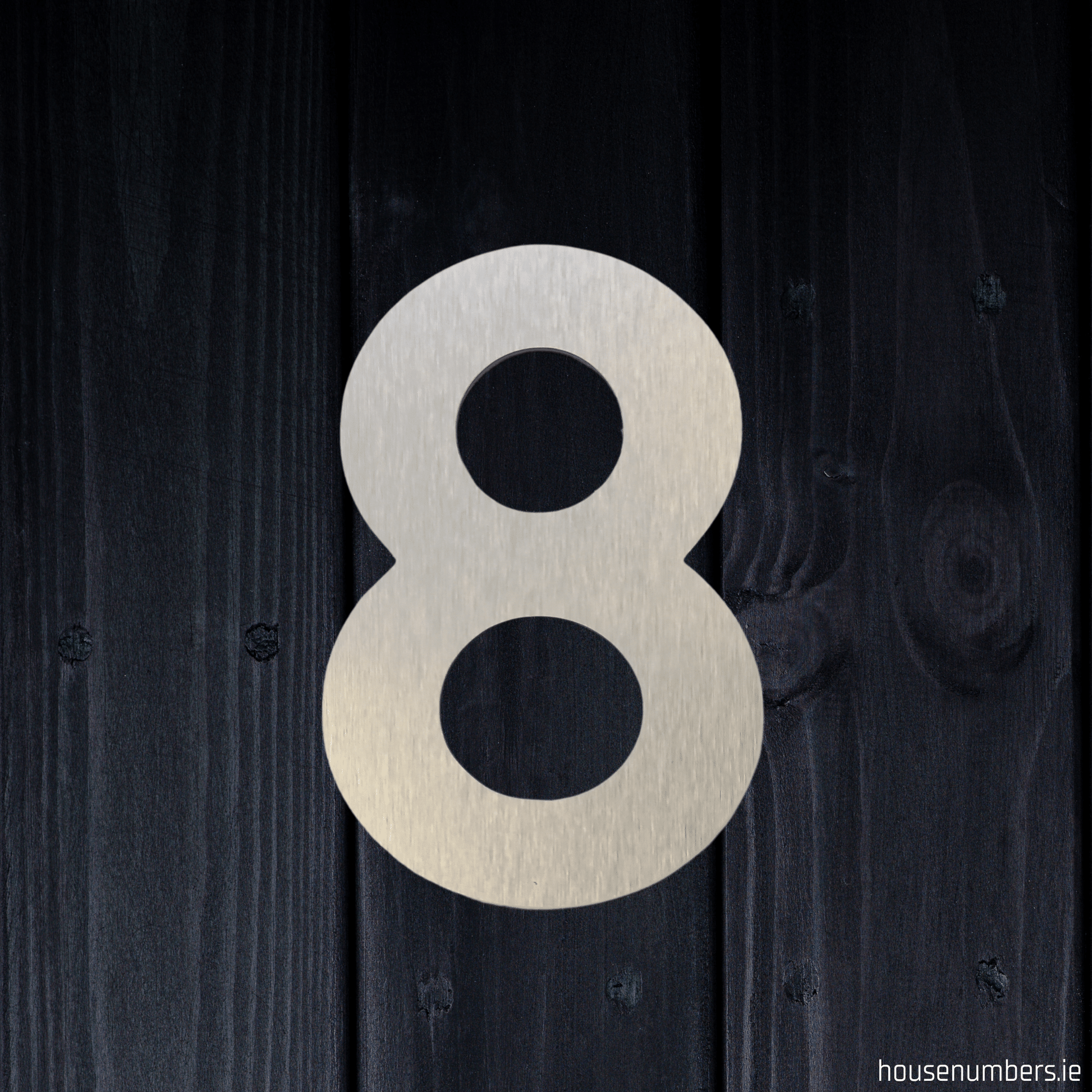 Stick On Number 8 - Brushed Silver (100mm high) - housenumbers.ie