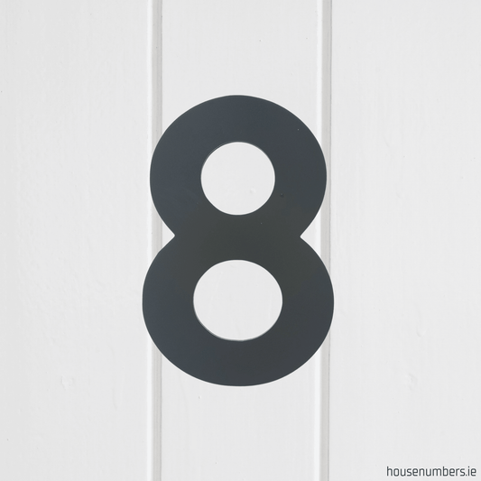 Stick On Number 8 - Dark Matt Grey (100mm high) - housenumbers.ie