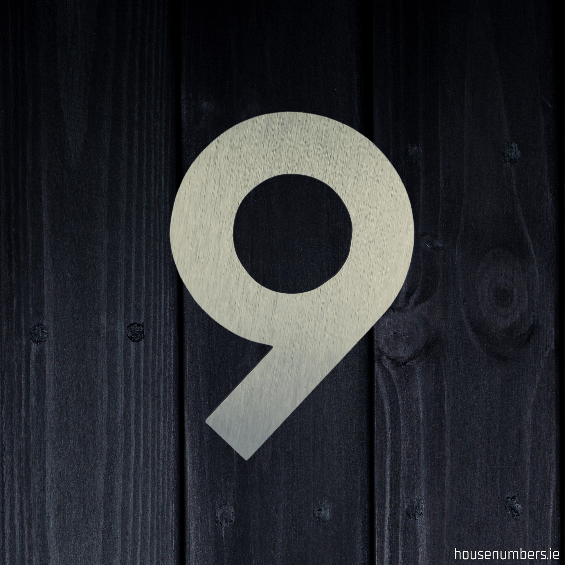Stick On Number 9 - Brushed Silver (100mm high) - housenumbers.ie