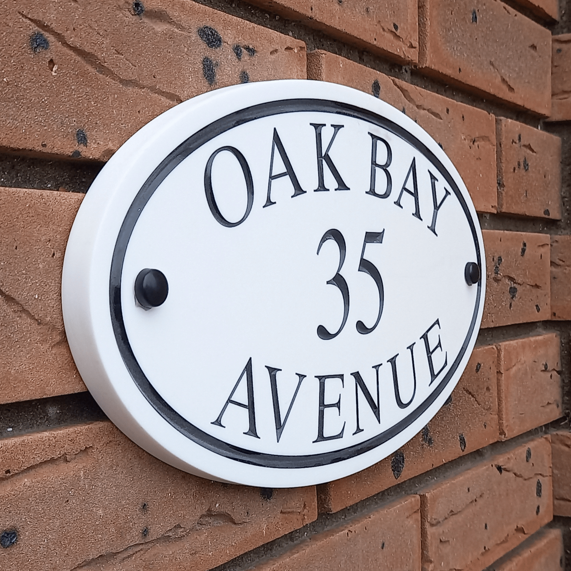 White Oval Corian Sign (315x170mm) - housenumbers.ie