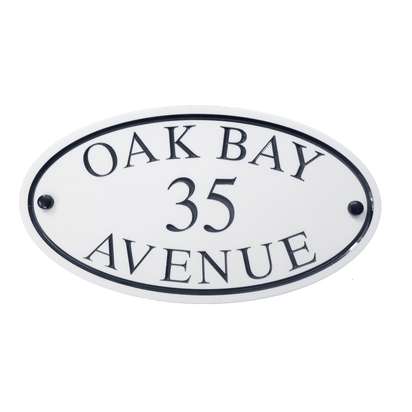 White Oval Corian Sign (315x170mm) - housenumbers.ie