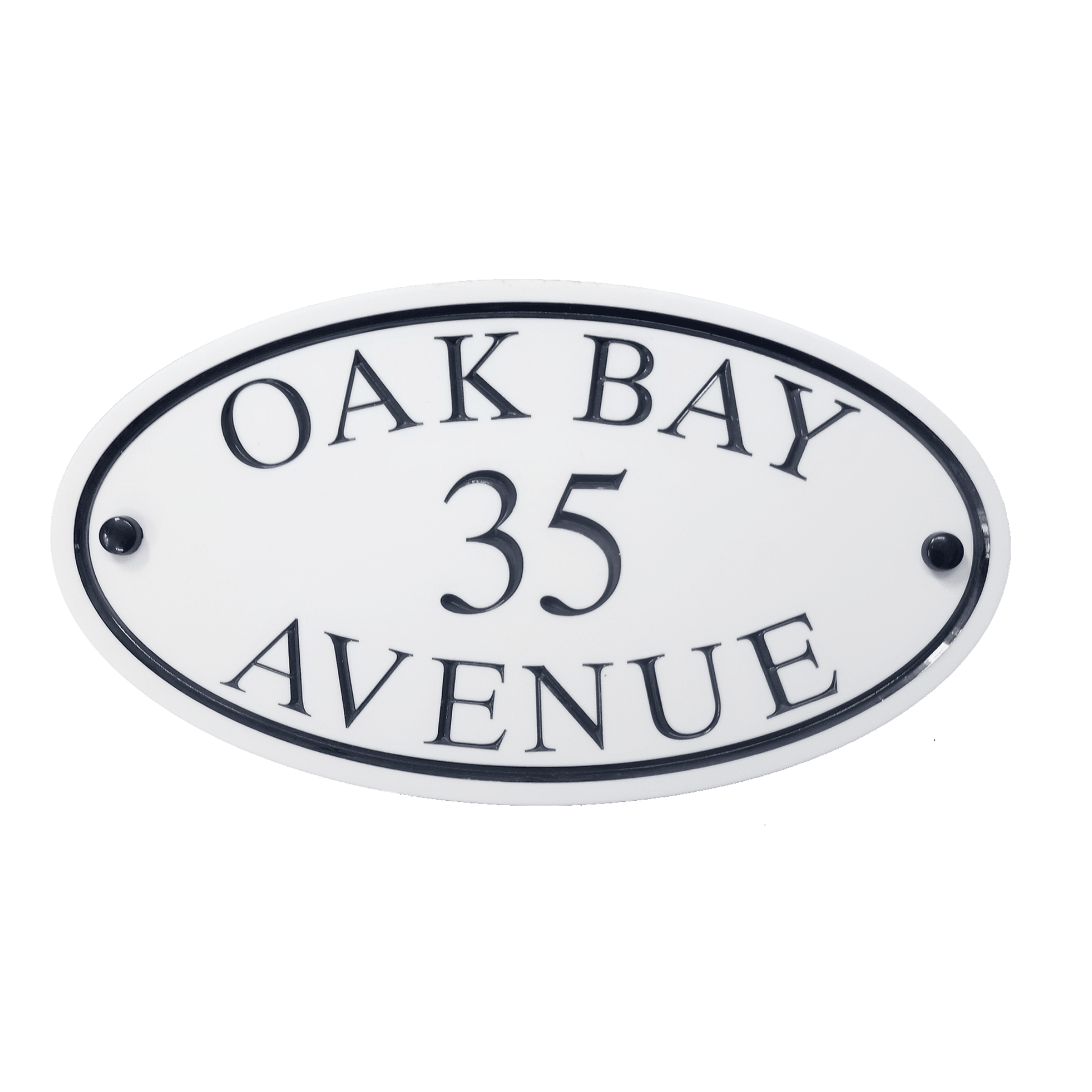 White Oval Corian Sign (315x170mm) - housenumbers.ie