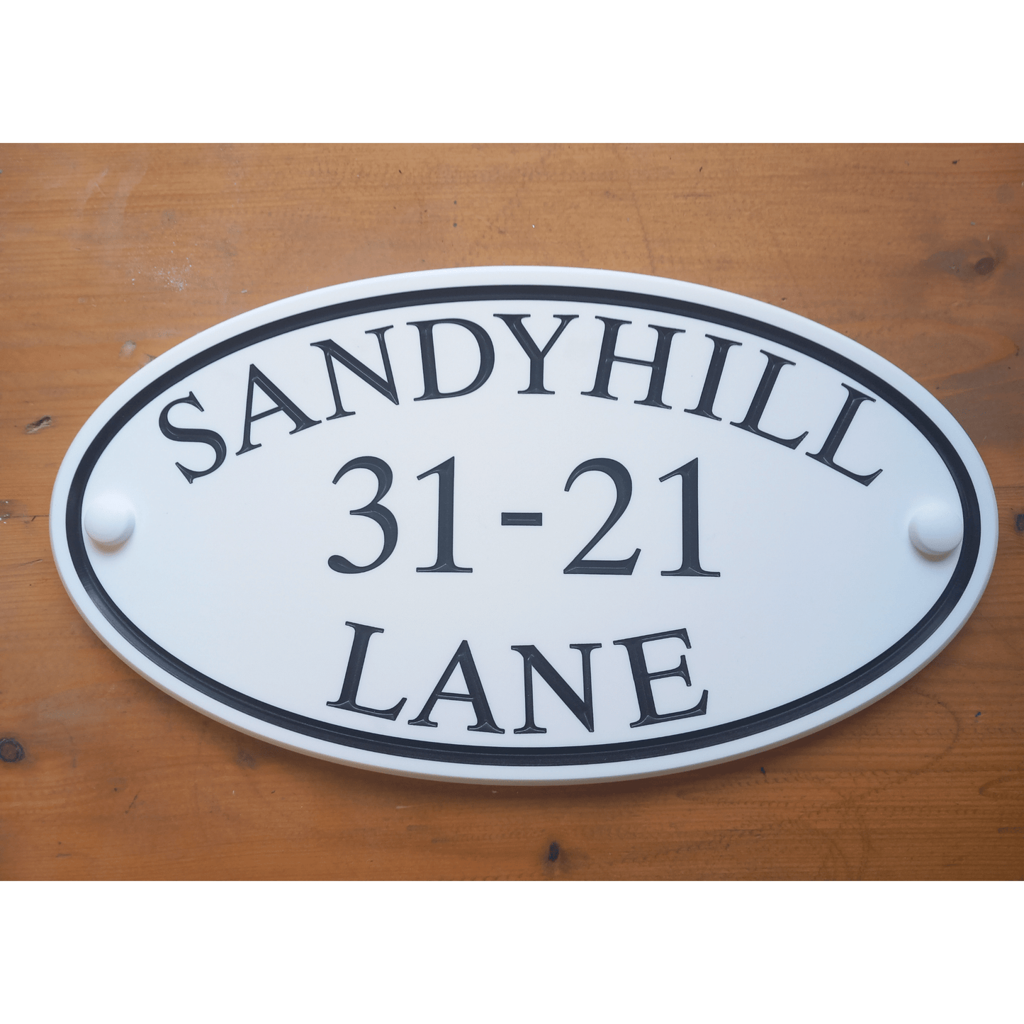 White Oval Corian Sign (315x170mm) - housenumbers.ie