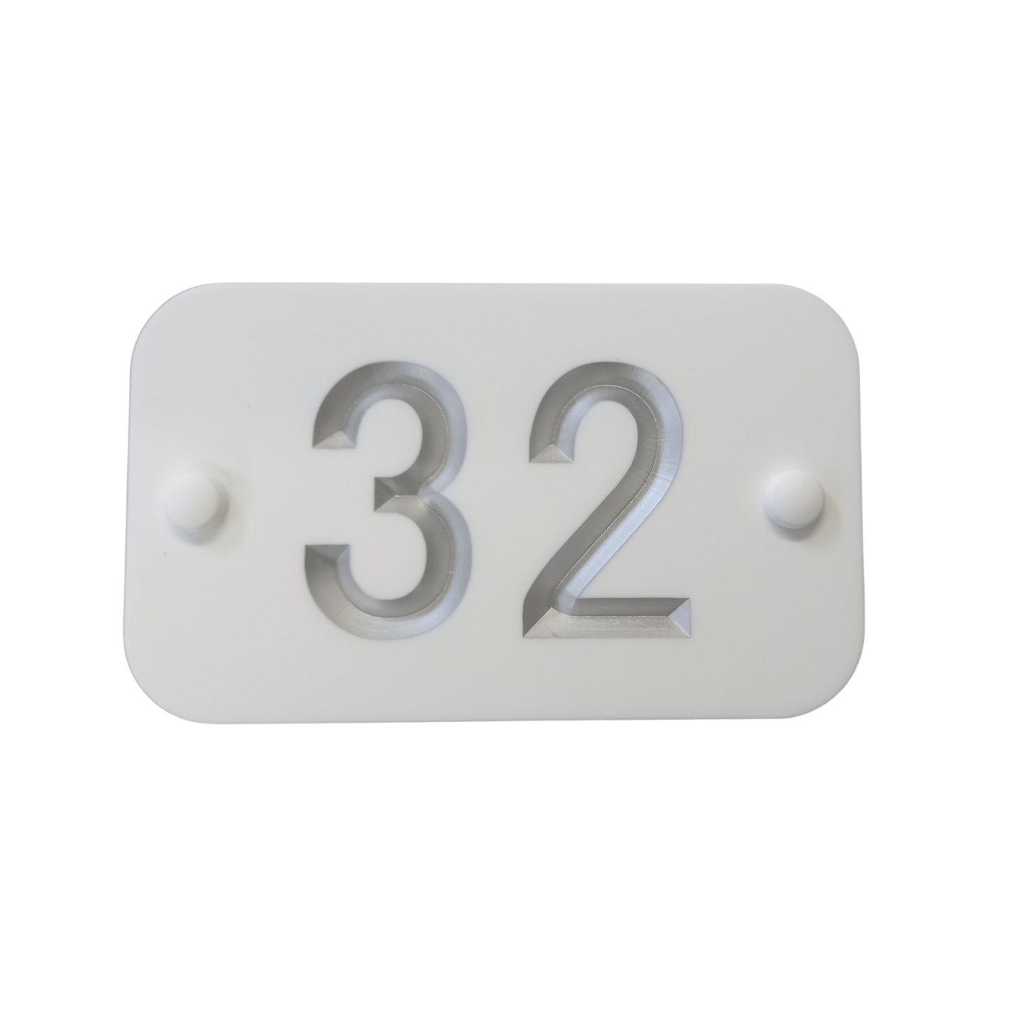 White Rectangle Corian Sign (200x120mm) with Curved Edge - housenumbers.ie