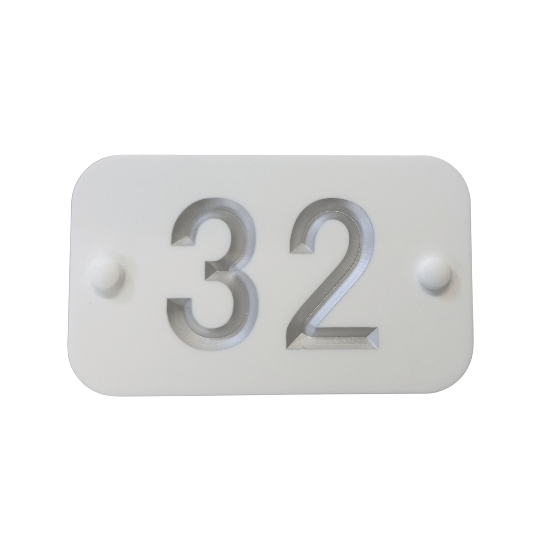 White Rectangle Corian Sign (200x120mm) with Curved Edge - housenumbers.ie