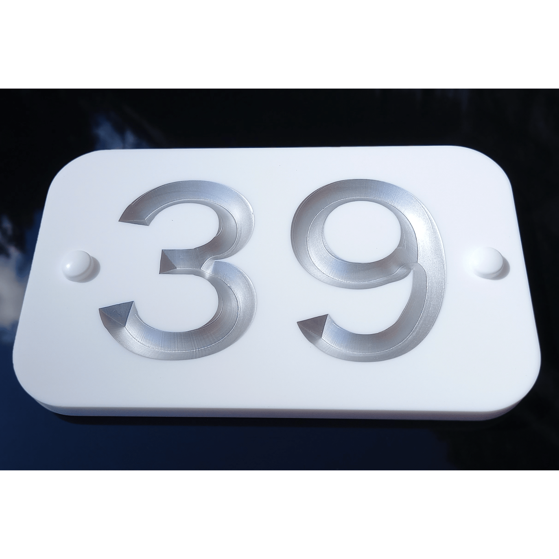 White Rectangle Corian Sign (200x120mm) with Curved Edge - housenumbers.ie