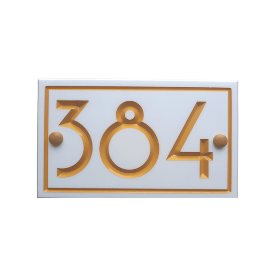 White Rectangle Corian Sign (200x120mm) with Straight Edge - housenumbers.ie